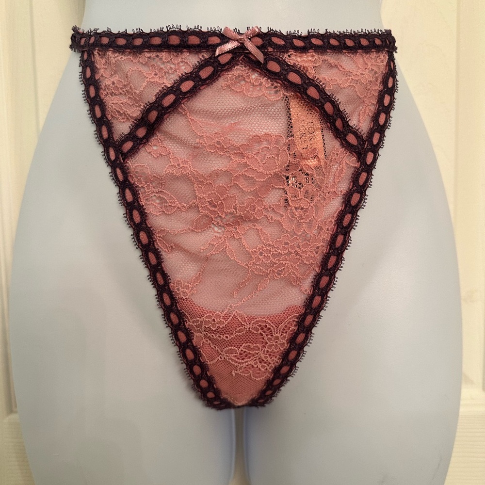 Victoria's Secret Pink Lace Panty with Black Trim